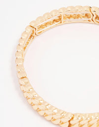 Gold Twisted Link Stretch Bracelet - link has visual effect only