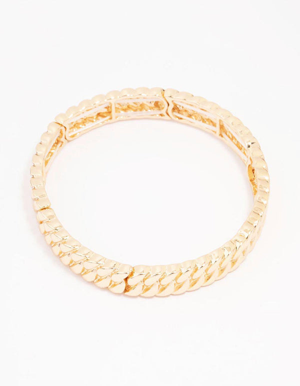 Gold Twisted Link Stretch Bracelet