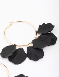 Black & Gold Iridescent Petal Hoop Earrings - link has visual effect only