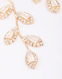 Gold Diamante Leaf Drop Earrings - link has visual effect only