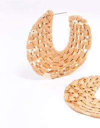 Gold Woven Raffia Curved Hoop Earrings - link has visual effect only