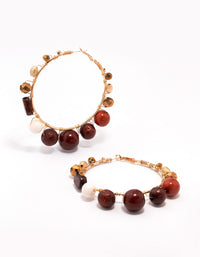 Gold Bold Beaded Wide Hoop Earrings - link has visual effect only