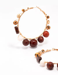 Gold Bold Beaded Wide Hoop Earrings - link has visual effect only