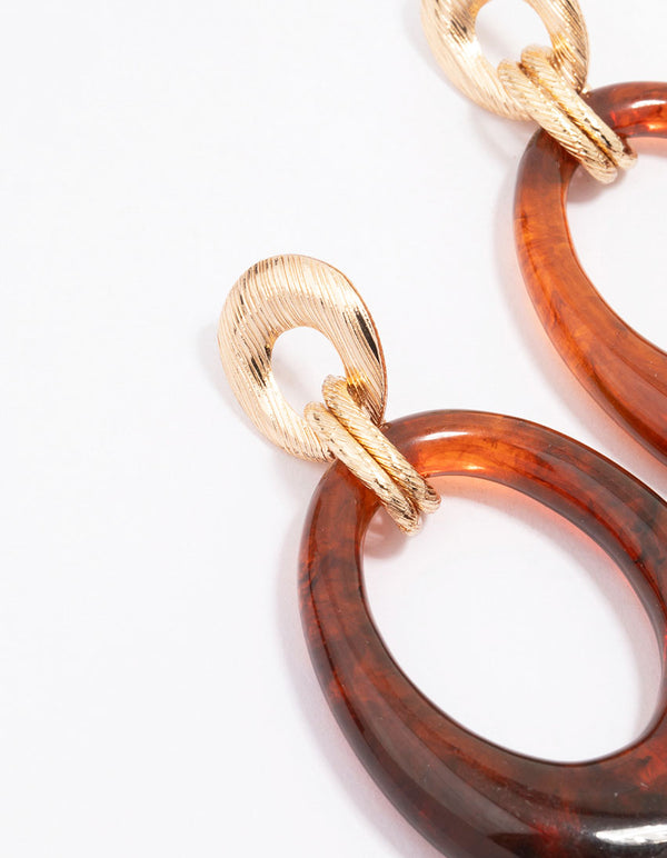 Gold Tortoiseshell Link Drop Earrings Lovisa