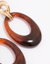 Gold Tortoiseshell Link Drop Earrings - link has visual effect only