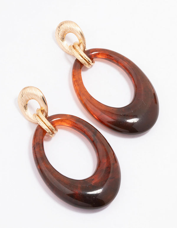 Gold Tortoiseshell Link Drop Earrings