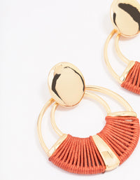 Gold Fabric Threaded Wrapped Circular Drop Earrings - link has visual effect only