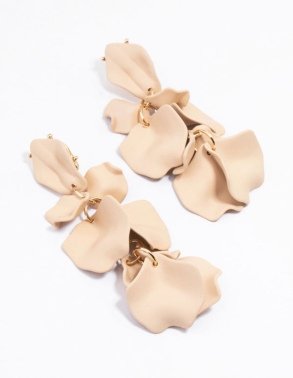 Neutral Petal Statement Drop Earrings