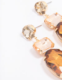 Gold Molten Amber Stone Statement Drop Earrings - link has visual effect only