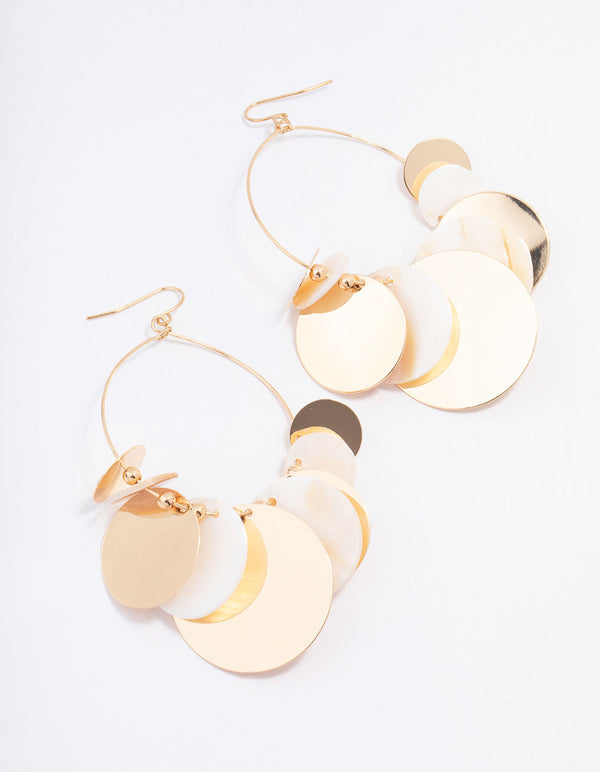 Gold Disc Drop Earrings