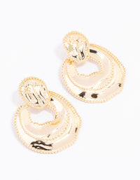 Gold Hammered Interlocking Drop Earrings - link has visual effect only