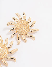 Gold Sun Statement Stud Earrings - link has visual effect only