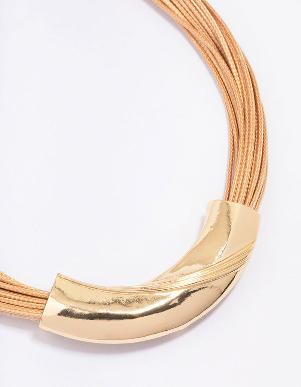 Gold Rope Textured Molten Statement Necklace