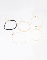 Gold & Black Heart Choker Necklace 5-Pack - link has visual effect only