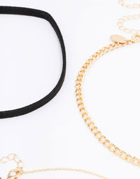 Gold & Black Heart Choker Necklace 5-Pack - link has visual effect only