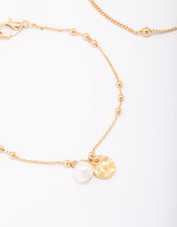 Gold Plated Station Ball & Freshwater Pearl Bracelets 2-Pack - link has visual effect only