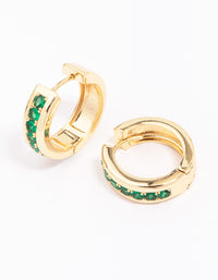 Gold Plated Cubic Zirconia Encased Huggie Hoop Earrings - link has visual effect only