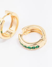 Gold Plated Cubic Zirconia Encased Huggie Hoop Earrings - link has visual effect only