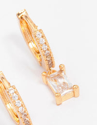 Gold Plated Pave Baguette Huggie Hoop Earrings - link has visual effect only