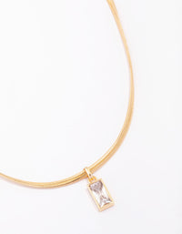 Gold Plated Classic Cubic Zirconia Baguette Pendant Necklace - link has visual effect only