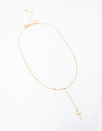 Gold Plated Cable Cross Lariat Necklace - link has visual effect only