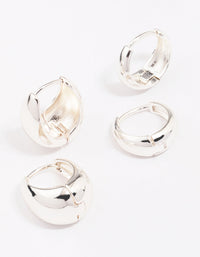 Silver Plated Bubble Huggie Earring Pack - link has visual effect only