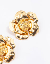 Gold Plated Rose Large Stud Earrings - link has visual effect only