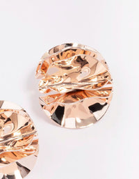 Rose Gold Flower Curve Statement Stud Earrings - link has visual effect only