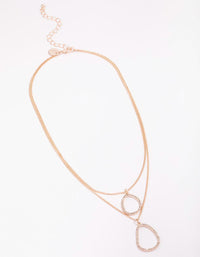 Rose Gold Oval Drop Diamante Layered Necklace - link has visual effect only