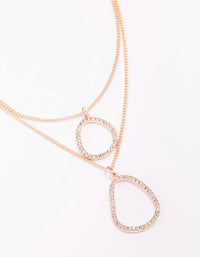 Rose Gold Oval Drop Diamante Layered Necklace - link has visual effect only