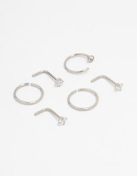 Surgical Steel Diamante Nose Piercing 6-Pack - link has visual effect only