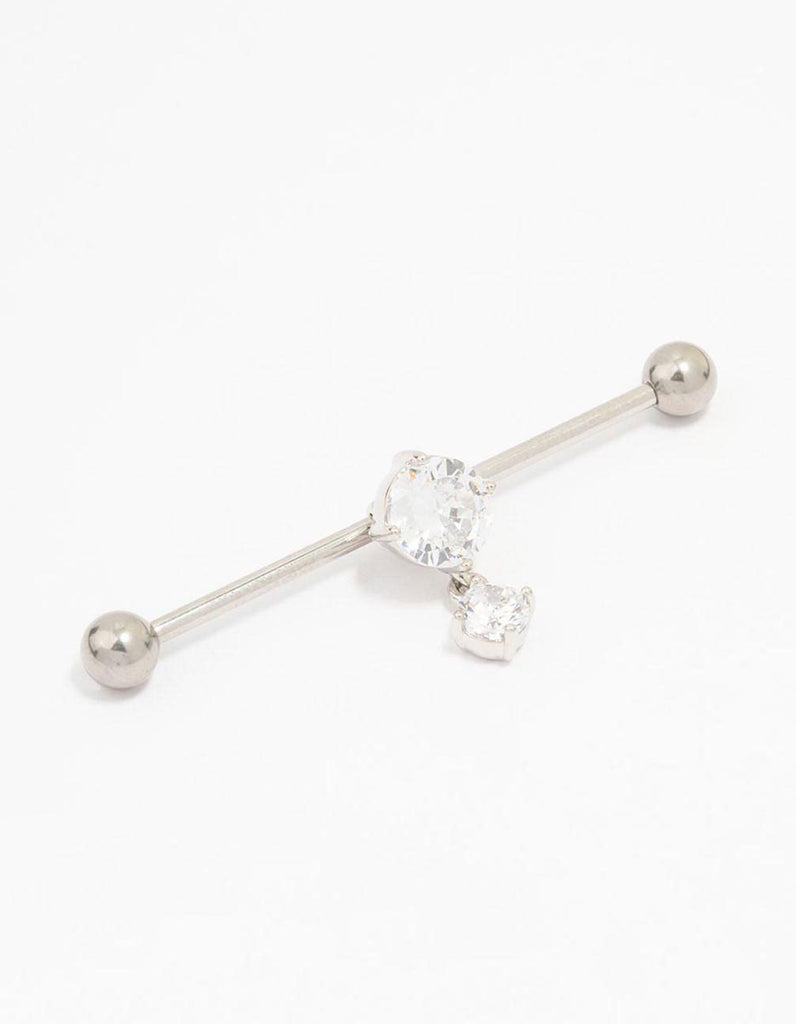 Surgical Steel Cubic Zirconia Drop Piercing Industrial Bar - Lovisa