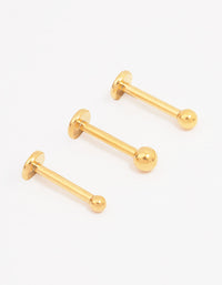 Gold Plated Titanium Graduating Ball Flat Back 3-Pack - link has visual effect only