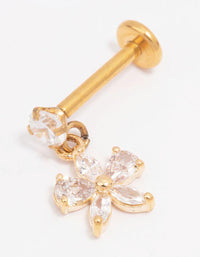 Gold Plated Titanium Cubic Zirconia Bow Flat Back - link has visual effect only