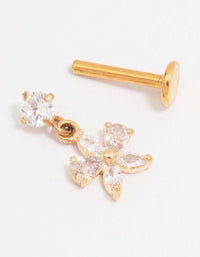 Gold Plated Titanium Cubic Zirconia Bow Flat Back - link has visual effect only