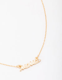 Gold Plated Mama Script Pendant Necklace - link has visual effect only