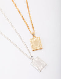 Gold & Silver Plated Locket Pendant Necklace Pack - link has visual effect only