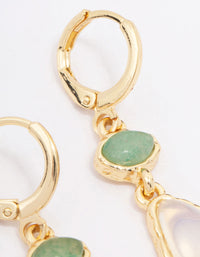 Gold Plated Double Organic Stone Drop Earrings - link has visual effect only