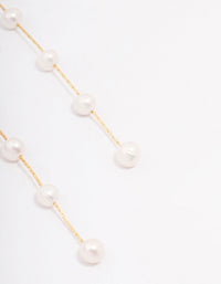 Gold Plated Freshwater Pearl Long Dainty Drop Earrings - link has visual effect only