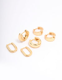 Gold Plated Basic Huggie Hoop Earring 6-Pack - link has visual effect only