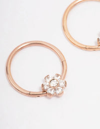 Rose Gold Plated Surgical Steel Small Flower Hoop Earrings - link has visual effect only