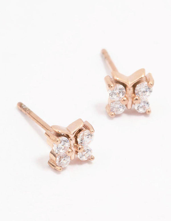 Rose Gold Plated Surgical Steel Butterfly Stud Earrings