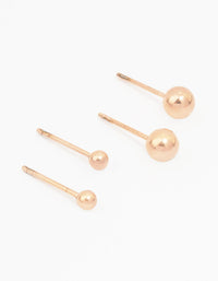 Rose Gold Plated Surgical Steel Graduating Ball Stud Earring Pack - link has visual effect only