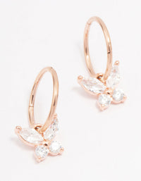 Rose Gold Plated Surgical Steel Butterfly Sleeper Hoop Earrings - link has visual effect only