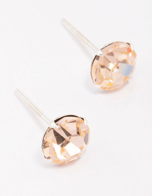 Sterling Silver Blush Czech Crystal Stud Earrings