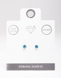 Sterling Silver Blue Czech Crystal Small Stud Earrings - link has visual effect only