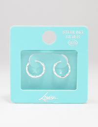 Sterling Silver Textured Huggie Hoop Earrings - link has visual effect only