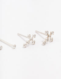 Sterling Silver Cubic Zirconia Cross Stud Earring Pack - link has visual effect only