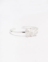 Sterling Silver Cubic Zirconia Adjustable Ring - link has visual effect only