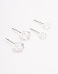 Silver Hexagon Diamante Stud Earring Pack - link has visual effect only